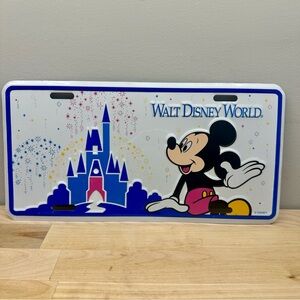 Vintage Walt Disney World Mickey Mouse License Plate - Blue and White